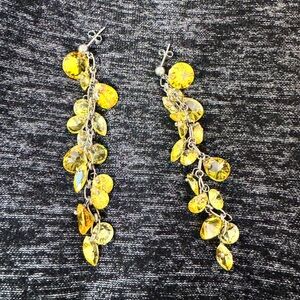 Yellow Swarovski crystals, fancy-  Dangle Earrings
